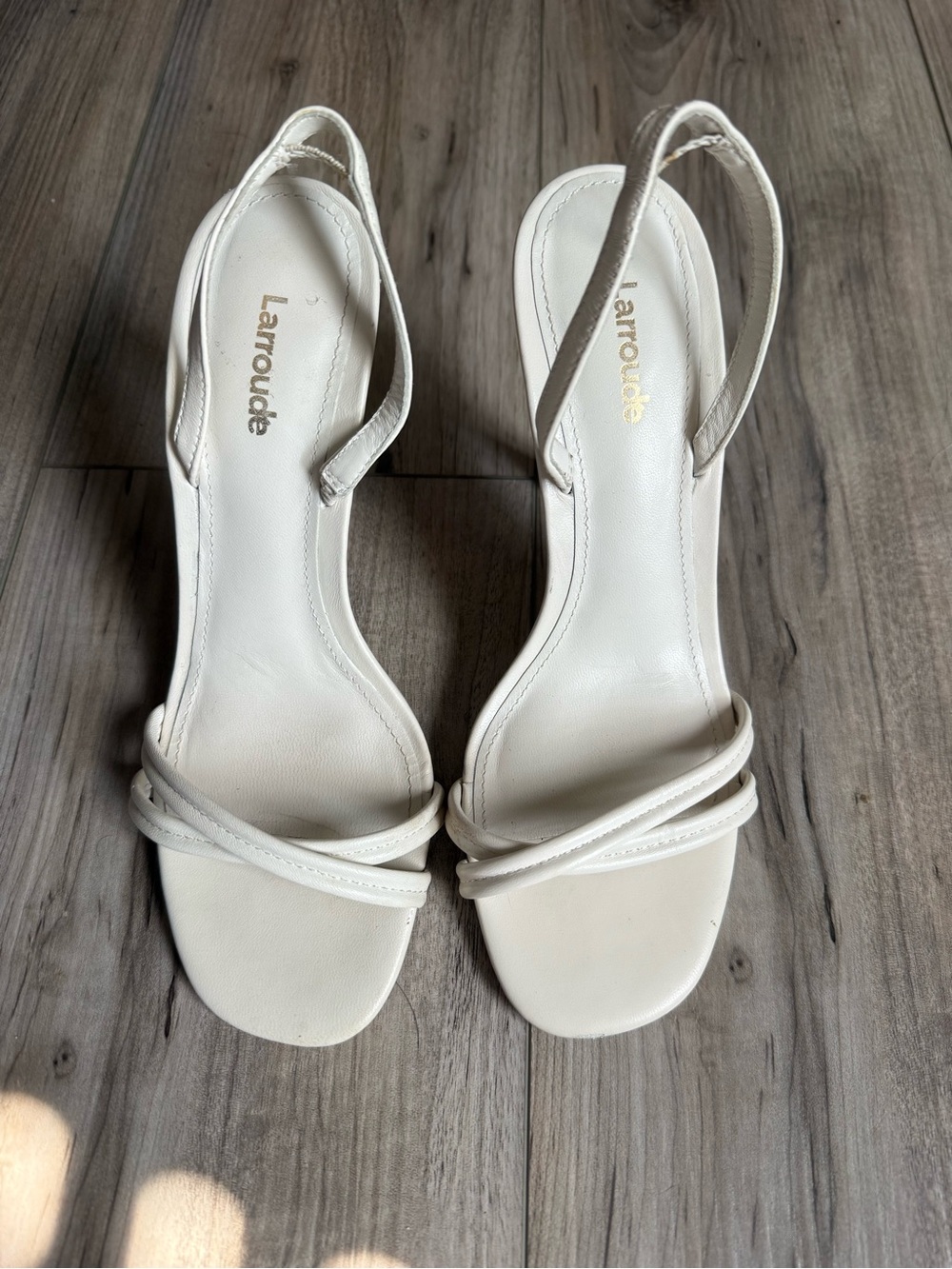 Larroude White Slingback Strappy Heels Size 7